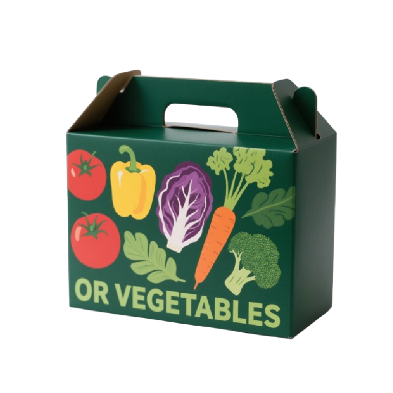 Customized Corrugated Paper Cardboard Vegetable Boxes with Handle